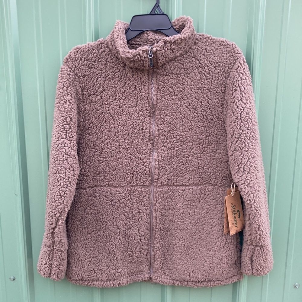 Stillwater Sherpa Faux Fur Full Zip Jacket With Pockets Cowgirl Western Size L